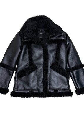 URBAN OUTFITTERS Faux Leather Shearling Jacket Bomber Coat Womens Small